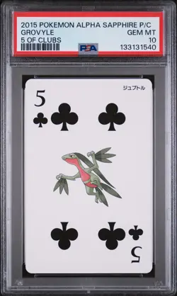2015 POKEMON ALPHA SAPPHIRE PLAYING CARDS 5 OF CLUBS GROVYLE PSA 10 - Image 1