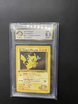 Lt. Surge's Pikachu 81/132 1st Edition Gym Heroes Pokemon Card CGA 8.5 - Image 2