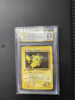 Lt. Surge's Pikachu 81/132 1st Edition Gym Heroes Pokemon Card CGA 8.5 - Image 4