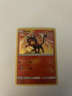Litten SM23 Sun & Moon Black Star Promo Cosmos Holo Pokemon Card - Image 1