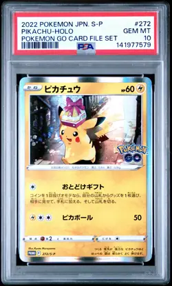 2022 POKEMON JPN S PROMO POKEMON GO CARD FILE SET #272 PIKACHU-HOLO PSA 10 - Image 1