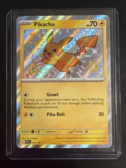 Pokemon Pikachu TCG Holo Shiny Rare Card Paldean Fates 131/091 LP - Image 1