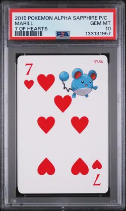 2015 POKEMON ALPHA SAPPHIRE PLAYING CARDS 7 OF HEARTS MARILL PSA 10 - Image 1