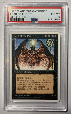 Lord of the Pit MTG Core Set 4th Edition Regular PSA EX-MT 6 - Image 1