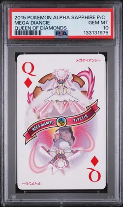2015 POKEMON ALPHA SAPPHIRE PLAYING CARDS QUEEN OF DIAMONDS MEGA DIANCIE PSA 10 - Image 1