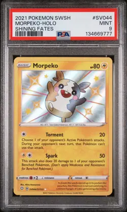 2021 POKEMON SWORD & SHIELD SHINING FATES #SV044 MORPEKO-HOLO PSA 9 - Image 1