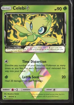 Celebi Prism Star Prism Rare SM - Lost Thunder 19/214 NM Pokemon Card - Image 1