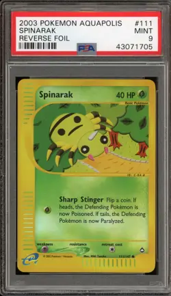 Pokemon Spinarak Aquapolis Reverse Holo #111 PSA 9 Mint - Image 1