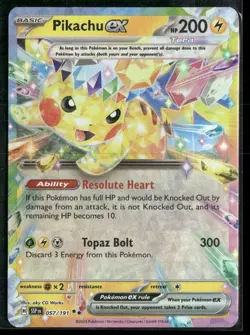 2024 Pokemon Surging Sparks Pikachu Ex Rare Holo #057 - Image 1