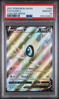 2021 POKEMON SWORD & SHIELD CHILLING REIGN #160 FULL ART/CELEBI V PSA 10 - Image 1