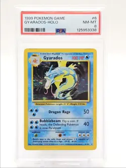 GYARADOS 1999 POKEMON GAME BASE RARE HOLO 6/102 PSA 8 Q0004 - Image 1