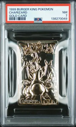 1999 BURGER KING POKEMON GOLD CARDS CHARIZARD PSA 7 - Image 1