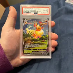 2021 POKEMON SWSH PREMIUM COLLECTION PROMO #180 FULL ART/FLAREON VMAX PSA 8 - Image 1