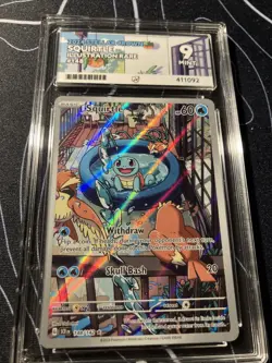 Pokemon TCG Squirtle 148/142 Stellar Crown Illustration Rare Ace Grading Mint 9 - Image 1