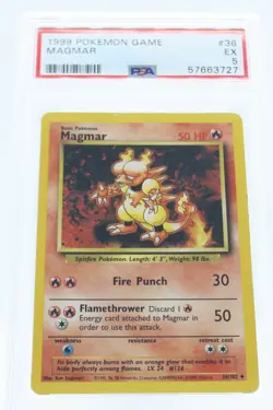 PSA 5 EXCELLENT 1999 Pokemon Game Base #36 Magmar !!! - Image 1