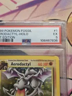 Pokemon Aerodactyl Fossil 1st Edition Holo Rare #1 PSA 5 - Image 3