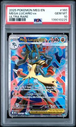2025 POKEMON MEG EN-MEGA EVOLUTION ULTRA RARE #160 MEGA LUCARIO EX PSA 10 - Image 1