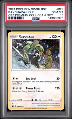 2024 POKEMON SWSH CROWN ZENITH PREMIUM COLLECTION SEA & SKY RAYQUAZA-HOLO PSA 10 - Image 1