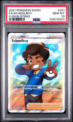 2021 POKEMON SWORD & SHIELD FUSION STRIKE #261 FULL ART/SCHOOLBOY PSA 10 - Image 1