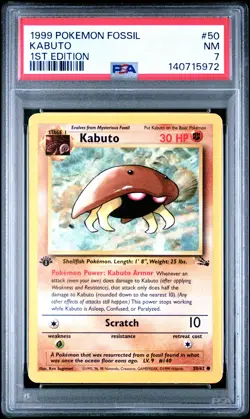 1999 POKEMON FOSSIL 1ST EDITION #50 KABUTO PSA 7 - Image 1