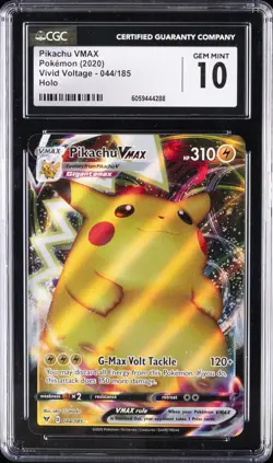 2020 POKEMON VIVID VOLTAGE HOLO #044/185 PIKACHU VMAX CGC 10 GEM MINT - Image 1