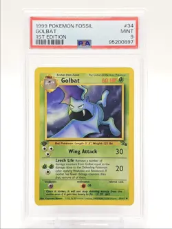 GOLBAT 1999 POKEMON FOSSIL 1ST EDITION UNCOMMON 34/62 PSA 9 Q0004 - Image 1