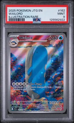 2025 POKEMON JTG EN-JOURNEY TOGETHER ILLUSTRATION RARE #162 WAILORD PSA 9 - Image 1