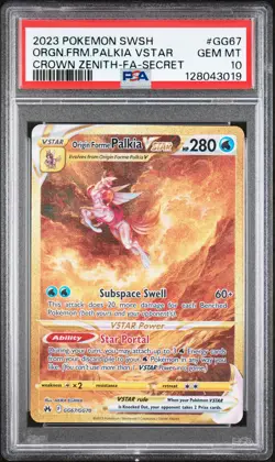 2023 POKEMON SWSH CROWN ZENITH SECRET FULL ART/ORIGIN FORME PALKIA VSTAR PSA 10 - Image 1