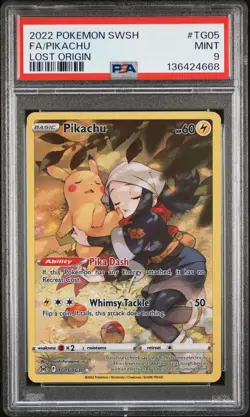 2022 POKEMON SWORD & SHIELD LOST ORIGIN #TG05 FULL ART/PIKACHU PSA 9 - Image 1