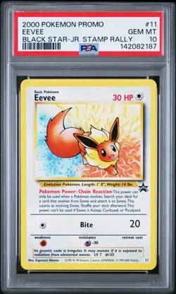 2000 POKEMON PROMO BLACK STAR JR. STAMP RALLY #11 EEVEE PSA 10 - Image 1