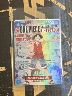 QTY IN HAND One Piece Monkey.D.Luffy US College Basketball Voyage Promo Card 🏀 - Image 1