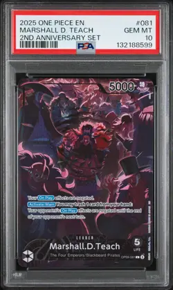 2025 ONE PIECE ENGLISH VERSION 2ND ANNIVERSARY SET #081 MARSHALL D. TEACH PSA 10 - Image 1