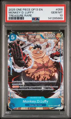 2025 ONE PIECE OP13-CARRYING ON HIS WILL TREASURE RARE MONKEY D. LUFFY PSA 10 - Image 1