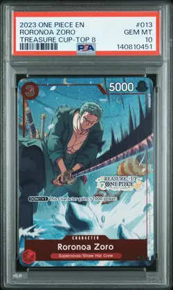 2023 ONE PIECE PROMOS TREASURE CUP 2023-TOP 8 #013 RORONOA ZORO PSA 10 - Image 1
