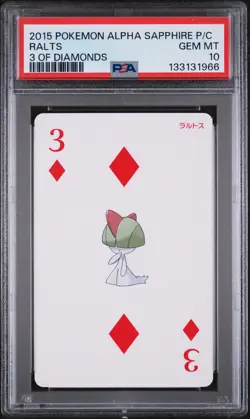 2015 POKEMON ALPHA SAPPHIRE PLAYING CARDS 3 OF DIAMONDS RALTS PSA 10 - Image 1