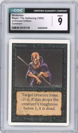 Weakness UNLIMITED Vintage MTG TCG Card Magic the Gathering 1993 CGC 9 - Image 1