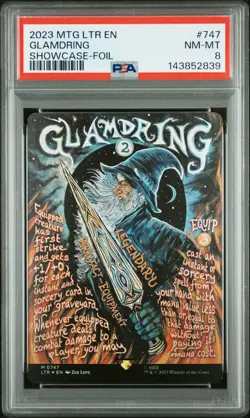 2023 MTG THE LORD OF THE RINGS: TALES OF MIDDLE-EARTH SC-FOIL GLAMDRING PSA 8 - Image 1