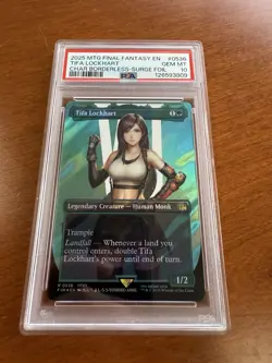 2025 MTG FINAL FANTASY CHARACTER BORDERLESS-SURGE FOIL TIFA LOCKHART PSA 10 - Image 1