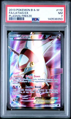 2013 POKEMON B&W PLASMA FREEZE #112 FULL ART/LATIAS EX PSA 7 - Image 1
