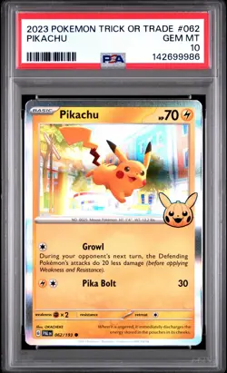 2023 POKEMON TRICK OR TRADE #062 PIKACHU PSA 10 - Image 1