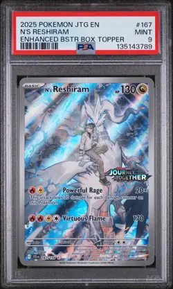 2025 POKEMON JTG EN-JOURNEY TOGETHER ENHANCED BOOSTER BOX N'S RESHIRAM PSA 9 - Image 1