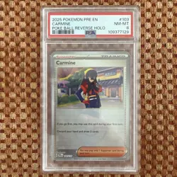 2025 POKEMON PRE EN-PRISMATIC EVOLUTIONS POKE BALL REVERSE HOLO CARMINE PSA 8 - Image 1