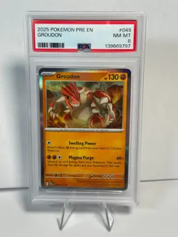 Pokemon Prismatic Evolutions Groudon 049/131 Holo - PSA 8 NM-MT - Image 1