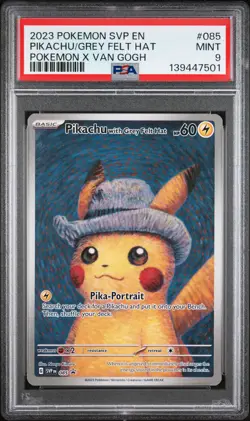 2023 POKEMON SVP POKEMON X VAN GOGH PROMO #085 PIKACHU WITH GREY FELT HAT PSA 9 - Image 1