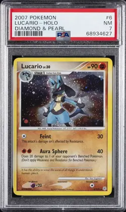 2007 POKEMON DIAMOND & PEARL #6 LUCARIO-HOLO PSA 7 - Image 1