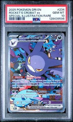 2025 POKEMON DRI SPECIAL ILLUSTRATION RARE #234 TEAM ROCKET'S CROBAT EX PSA 10 - Image 1