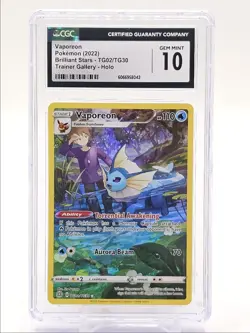 VAPOREON 2022 POKEMON STARS TRAINER GALLERY HOLO RARE TG02/TG30 CGC 10 Q0004 - Image 1