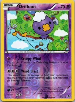 Pokemon TCG Drifloon - 34/101 - BW Plasma Blast Reverse Holo LP+ - Image 1