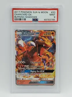 2017 Pokemon Sun & Moon Burning Shadows 20/147 Charizard GX PSA MINT 9 - Image 1