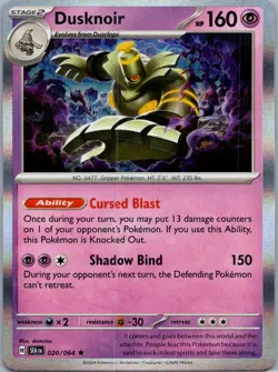 Pokemon Dusknoir SV: Shrouded Fable 020/064 Near Mint NM Holo Rare - Image 1